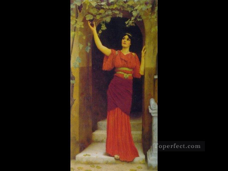 Young Girl Picking Grapes 1902 Neoclassicist lady John William Godward Oil Paintings
